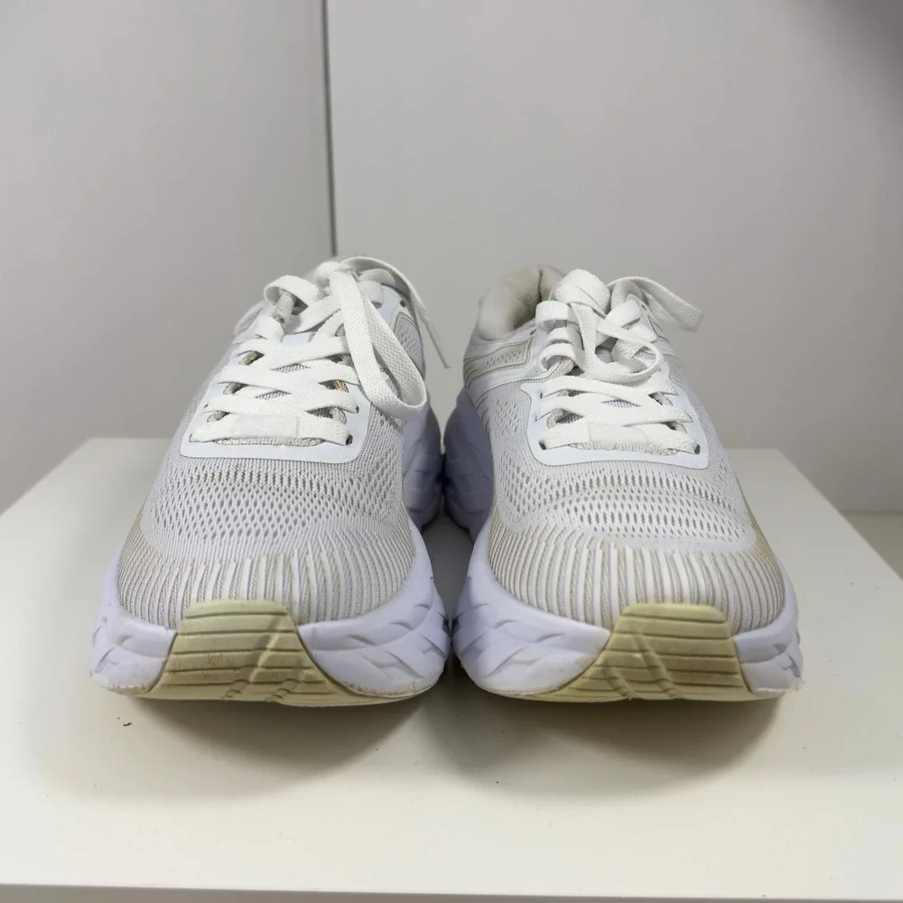 Hoka One Bondi 7 Women Size 8 White/ Grey Running Shoes 1110519 Cushion Comfort
